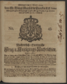 Wochentlich-Stettinische Frag- und Anzeigungs-Nachrichten. 1740 No. 43