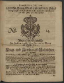 Wochentliche Stettinische zur Handlung nützliche Preis-Courante der Waaren und Wechsel-Cours, wie auch Frage- und Anzeigungs-Nachrichten. 1728 No. 14