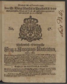 Wochentlich-Stettinische Frag- und Anzeigungs-Nachrichten. 1740 No. 47