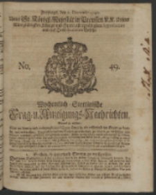 Wochentlich-Stettinische Frag- und Anzeigungs-Nachrichten. 1740 No. 49