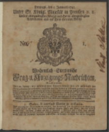Wochentlich-Stettinische Frag- und Anzeigungs-Nachrichten. 1742 No. 1