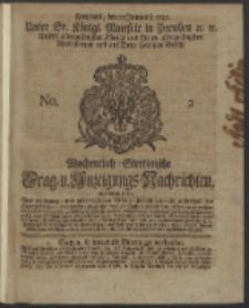 Wochentlich-Stettinische Frag- und Anzeigungs-Nachrichten. 1742 No. 2