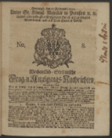 Wochentlich-Stettinische Frag- und Anzeigungs-Nachrichten. 1742 No. 8