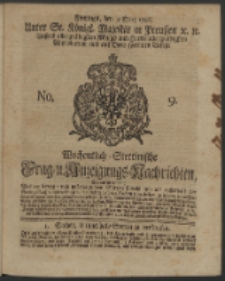 Wochentlich-Stettinische Frag- und Anzeigungs-Nachrichten. 1742 No. 9