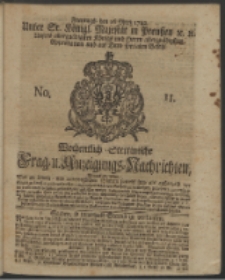 Wochentlich-Stettinische Frag- und Anzeigungs-Nachrichten. 1742 No. 11