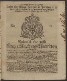 Wochentlich-Stettinische Frag- und Anzeigungs-Nachrichten. 1742 No. 12