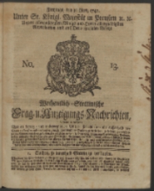 Wochentlich-Stettinische Frag- und Anzeigungs-Nachrichten. 1742 No. 13