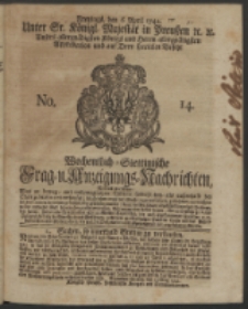 Wochentlich-Stettinische Frag- und Anzeigungs-Nachrichten. 1742 No. 14