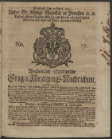 Wochentlich-Stettinische Frag- und Anzeigungs-Nachrichten. 1742 No. 17