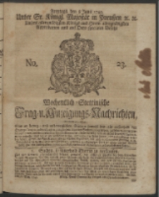 Wochentlich-Stettinische Frag- und Anzeigungs-Nachrichten. 1742 No. 23