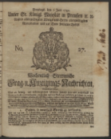Wochentlich-Stettinische Frag- und Anzeigungs-Nachrichten. 1742 No. 27