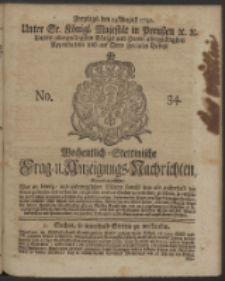 Wochentlich-Stettinische Frag- und Anzeigungs-Nachrichten. 1742 No. 34