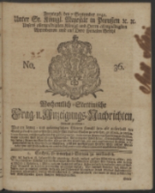 Wochentlich-Stettinische Frag- und Anzeigungs-Nachrichten. 1742 No. 36