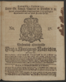 Wochentlich-Stettinische Frag- und Anzeigungs-Nachrichten. 1742 No. 37