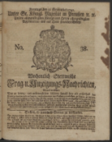 Wochentlich-Stettinische Frag- und Anzeigungs-Nachrichten. 1742 No. 38