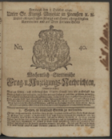 Wochentlich-Stettinische Frag- und Anzeigungs-Nachrichten. 1742 No. 40
