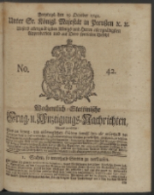 Wochentlich-Stettinische Frag- und Anzeigungs-Nachrichten. 1742 No. 42