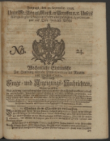 Wochentliche Stettinische zur Handlung nützliche Preis-Courante der Waaren und Wechsel-Cours, wie auch Frage- und Anzeigungs-Nachrichten. 1728 No. 24