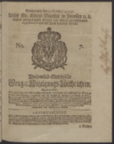 Wochentlich-Stettinische Frag- und Anzeigungs-Nachrichten. 1747 No. 7