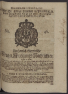 Wochentlich-Stettinische Frag- und Anzeigungs-Nachrichten. 1747 No. 46