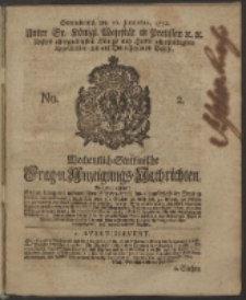 Wochentlich-Stettinische Frag- und Anzeigungs-Nachrichten. 1750 No. 2