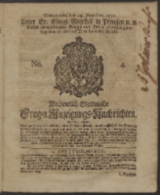 Wochentlich-Stettinische Frag- und Anzeigungs-Nachrichten. 1750 No. 4