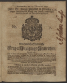 Wochentlich-Stettinische Frag- und Anzeigungs-Nachrichten. 1750 No. 7