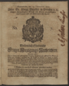 Wochentlich-Stettinische Frag- und Anzeigungs-Nachrichten. 1750 No. 7