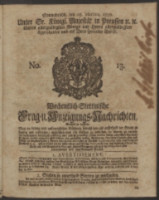 Wochentlich-Stettinische Frag- und Anzeigungs-Nachrichten. 1750 No. 13