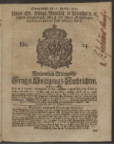 Wochentlich-Stettinische Frag- und Anzeigungs-Nachrichten. 1750 No. 14