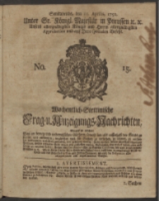 Wochentlich-Stettinische Frag- und Anzeigungs-Nachrichten. 1750 No. 15