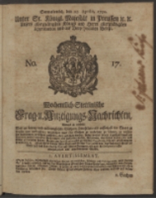 Wochentlich-Stettinische Frag- und Anzeigungs-Nachrichten. 1750 No. 17