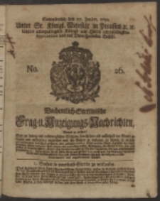 Wochentlich-Stettinische Frag- und Anzeigungs-Nachrichten. 1750 No. 26