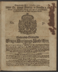 Wochentlich-Stettinische Frag- und Anzeigungs-Nachrichten. 1750 No. 31