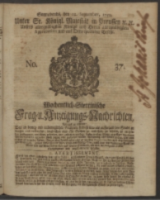 Wochentlich-Stettinische Frag- und Anzeigungs-Nachrichten. 1750 No. 37