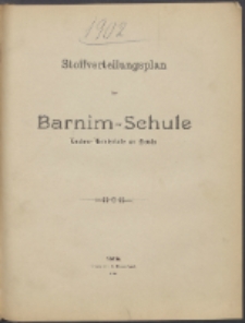 Stoffverteilungsplan der Barnim-Schule Knaben-Mittelschule zu Stettin