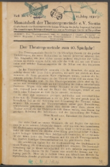 Monatsheft der Theatergemeinde e.V. Stettin. Jg. 10, 1930/1931 H. Nr. 1/2