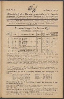 Monatsheft der Theatergemeinde e.V. Stettin. Jg. 10, 1930/1931 H. Nr. 7
