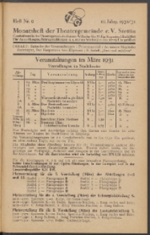 Monatsheft der Theatergemeinde e.V. Stettin. Jg. 10, 1930/1931 H. Nr. 9