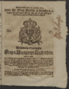 Wochentlich-Stettinische Frag- und Anzeigungs-Nachrichten. 1752 No. 17