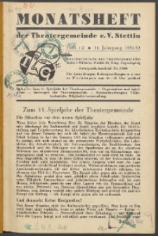 Monatsheft der Theatergemeinde e.V. Stettin. Jg. 11, 1931/1932 H. 1/2
