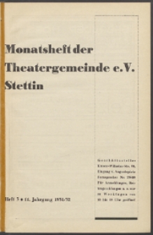 Monatsheft der Theatergemeinde e.V. Stettin. Jg. 11, 1931/1932 H. 3