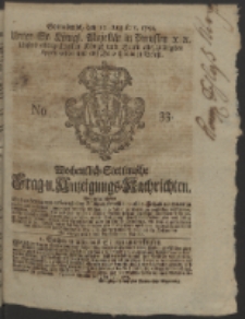 Wochentlich-Stettinische Frag- und Anzeigungs-Nachrichten. 1752 NO. 33 + Anhang