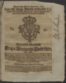 Wochentlich-Stettinische Frag- und Anzeigungs-Nachrichten. 1752 No. 47 + Anhang