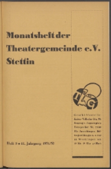 Monatsheft der Theatergemeinde e.V. Stettin. Jg. 11, 1931/1932 H. 9