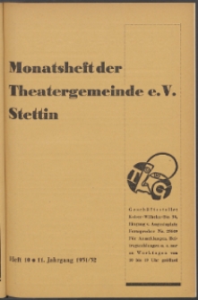 Monatsheft der Theatergemeinde e.V. Stettin. Jg. 11, 1931/1932 H. 10