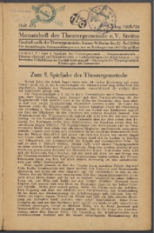 Monatsheft der Theatergemeinde e.V. Stettin. Jg. 8, 1928 H. Nr. 1/2