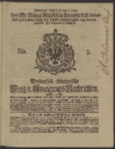 Wochentlich-Stettinische Frag- und Anzeigungs-Nachrichten. 1738 No. 3