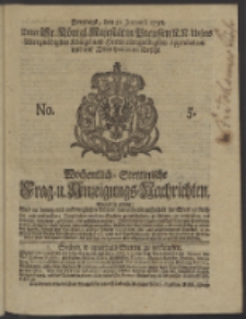 Wochentlich-Stettinische Frag- und Anzeigungs-Nachrichten. 1738 No. 5
