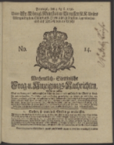 Wochentlich-Stettinische Frag- und Anzeigungs-Nachrichten. 1738 No. 14